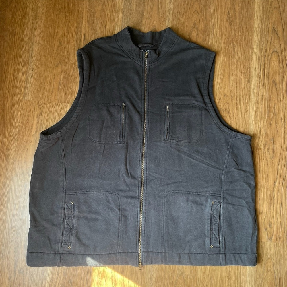 King Size Men's 4XL  Blue Vest Heavy 4 Pocket Full Zip Work Preppy Nice Warm
